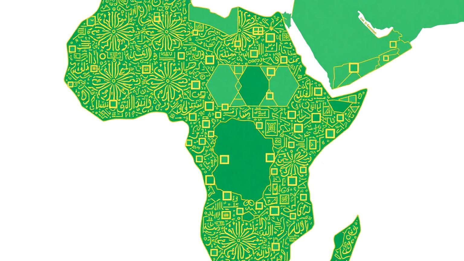 Carte de l'Afrique remplie d'arabesques géométriques dorées
